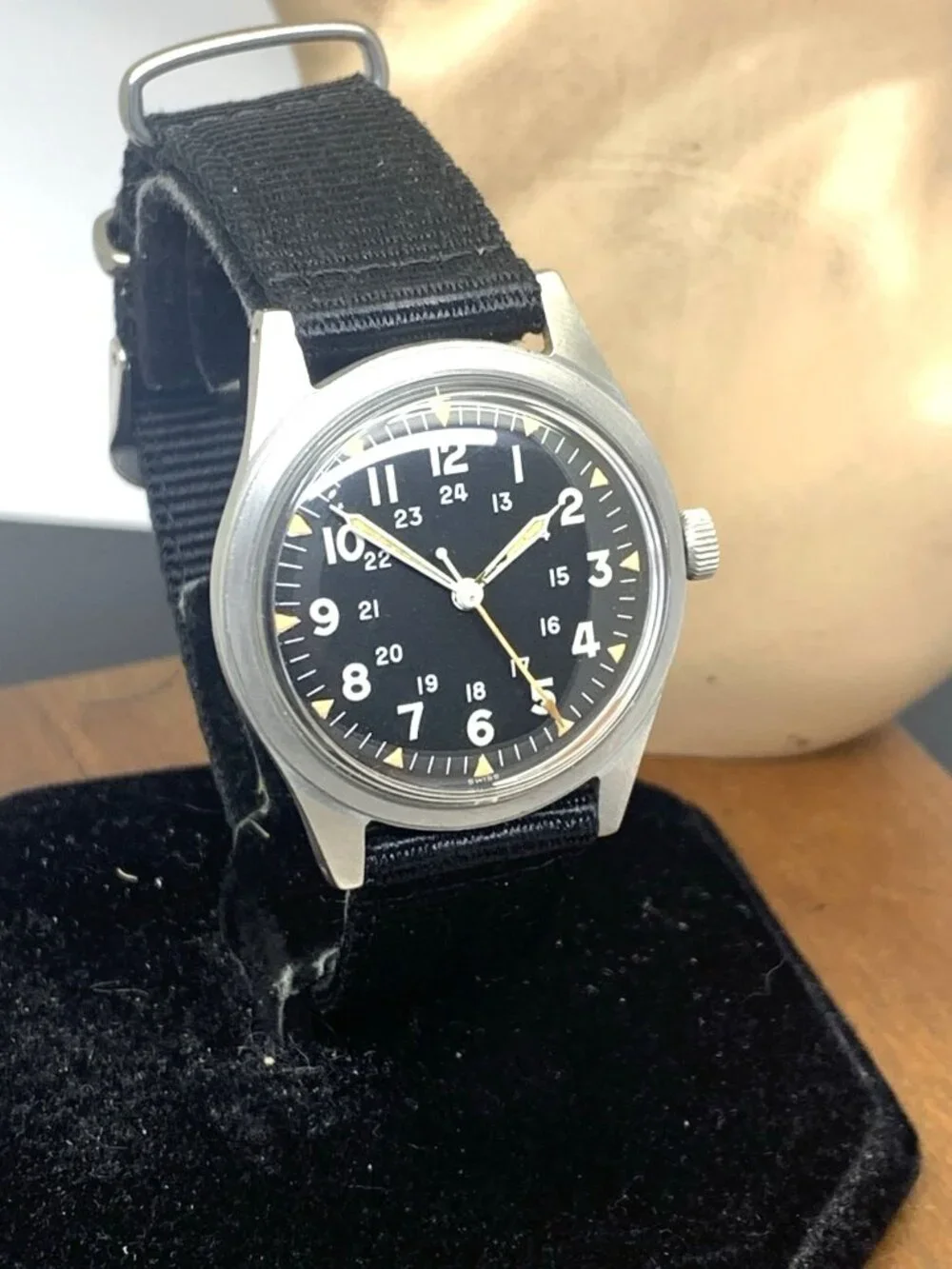 Benrus Mens Watch DTU-2A/P Vietnam Era Vintage Military Jan 1967 Nylon Band 34mm